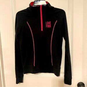 PINK by Victoria Secret quarter zip black neon athletic pullover- XS